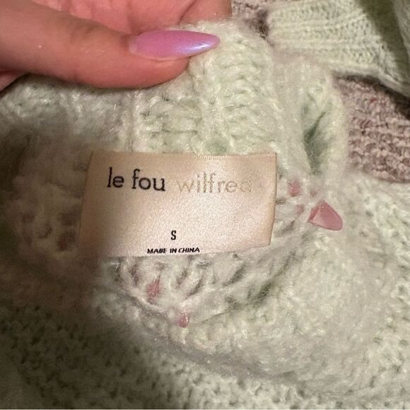 Aritzia Wilfred  Le Fou Shimmy Sweater Ginger Mint Alpaca Wool Blend- Size Small - Picture 7 of 11